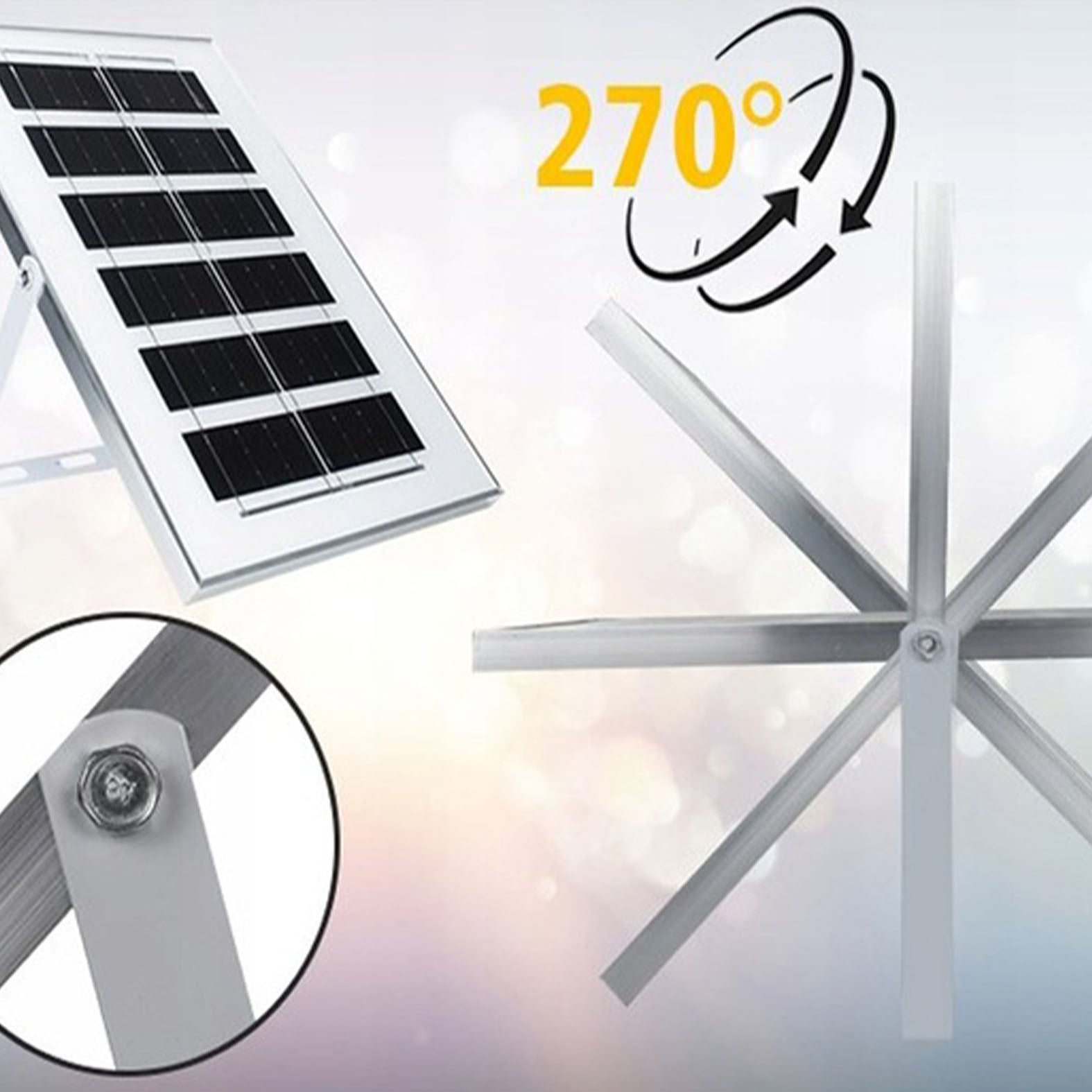 Potente lampada solare, sensore crepuscolare, telecomando, Vögler Professional 1500W