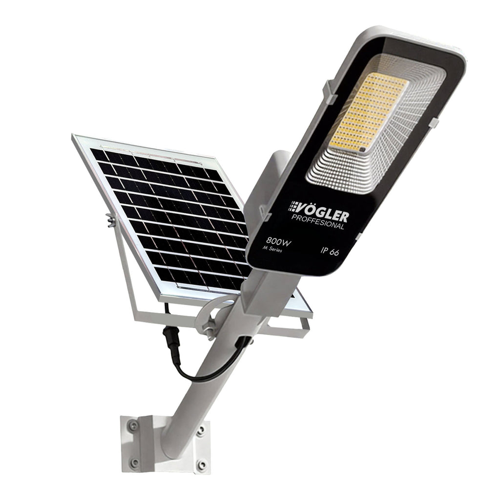 Potente lampada solare, sensore crepuscolare, telecomando, Vögler Professional 800W
